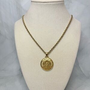 Upcycled Gold Pendant Rope Chain Necklace